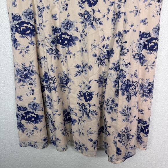 eShakti Dress Womens 3X Blue Floral Fit Flare Cottagecore Romantic Pockets Plus - Picture 5 of 13